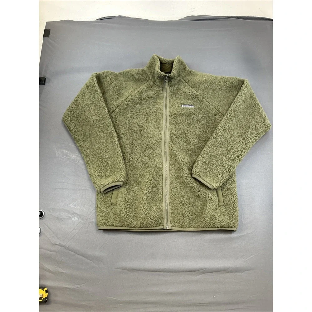 Columbia Green Sherpa Fleece Zip-Up Jacket, Size Large